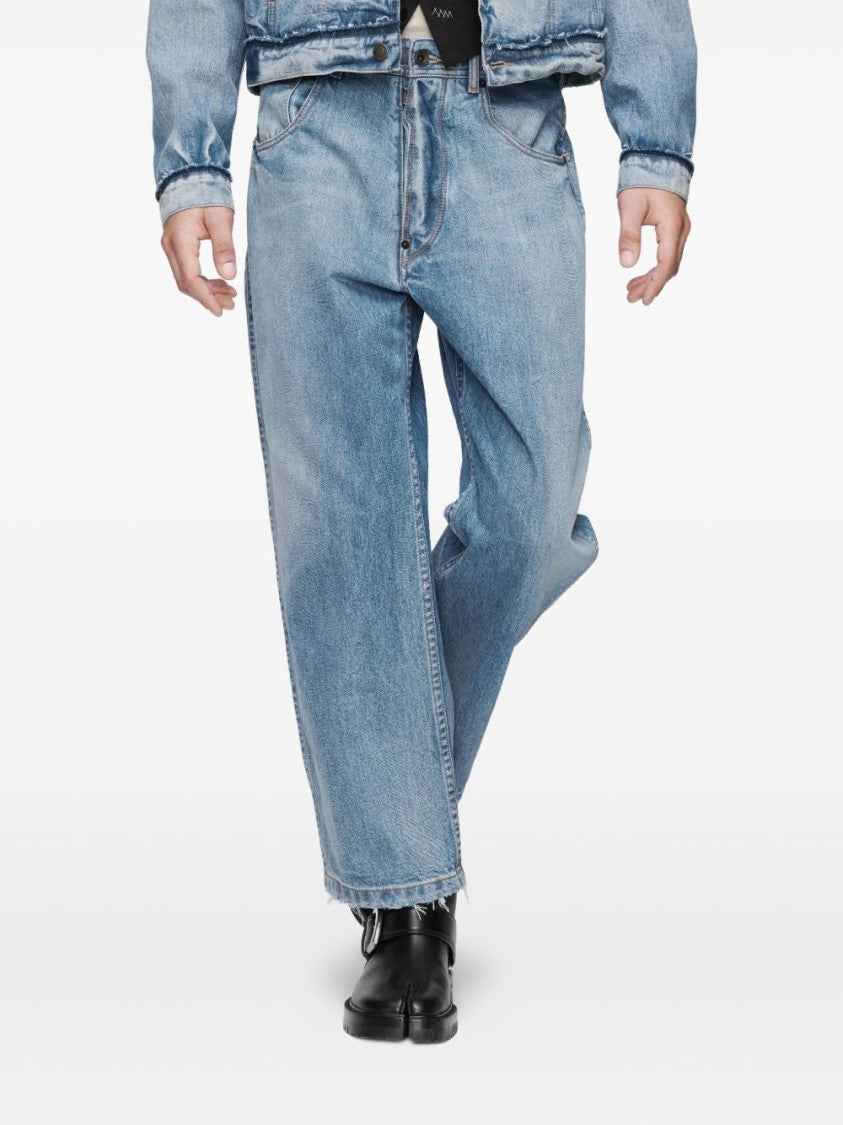 Maison Margiela Relaxed Fit Blue Jeans With Raw Frayed Hems