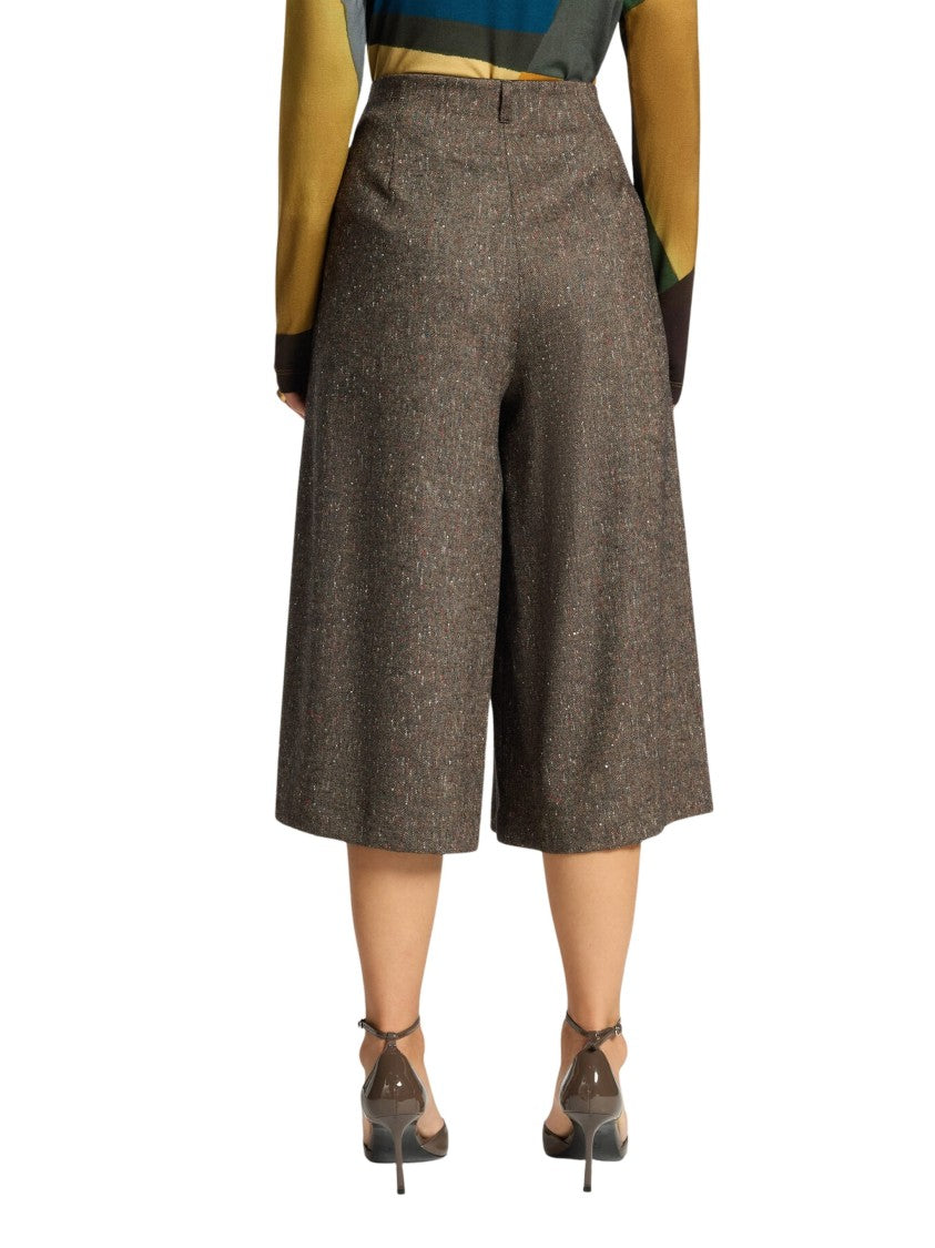 Elena Miro` Tailored Tweed-Blend Wide-Leg Pants