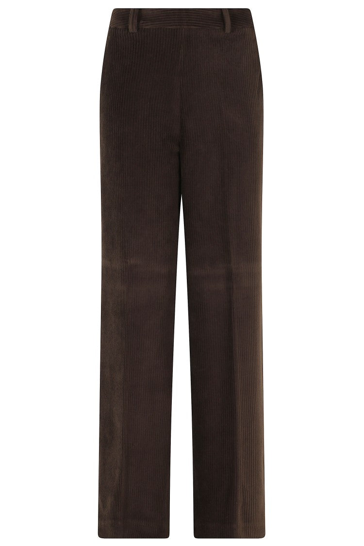 Circolo 1901 Brown Velvet Wide-Leg Pants With Side Zipper Closure