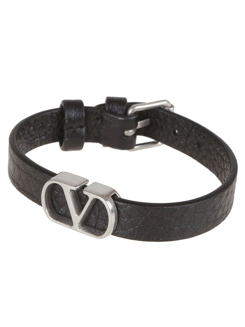 Valentino Black Grained Calfskin Bracelet
