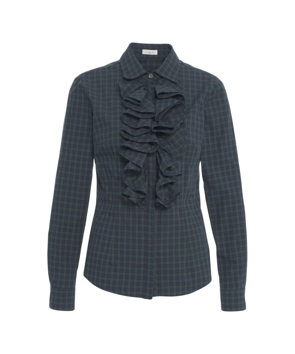 Himon's Fitted Casual Shirt With Ruffled Detail
