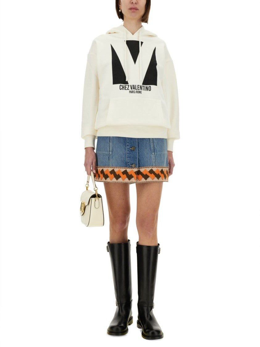 Valentino Cotton Hoodie With Large Graphic Print