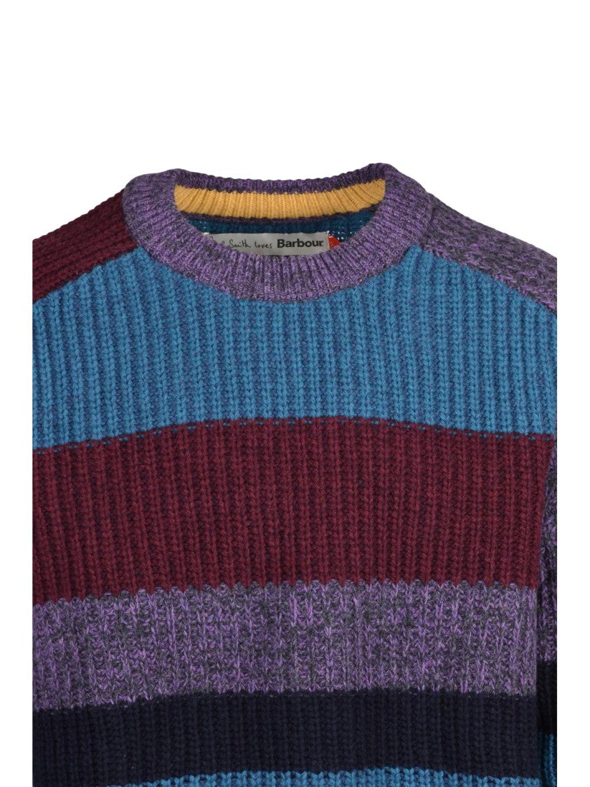 Paul Smith Loves Barbour Multicolor Ribbed Wool Crewneck Sweater