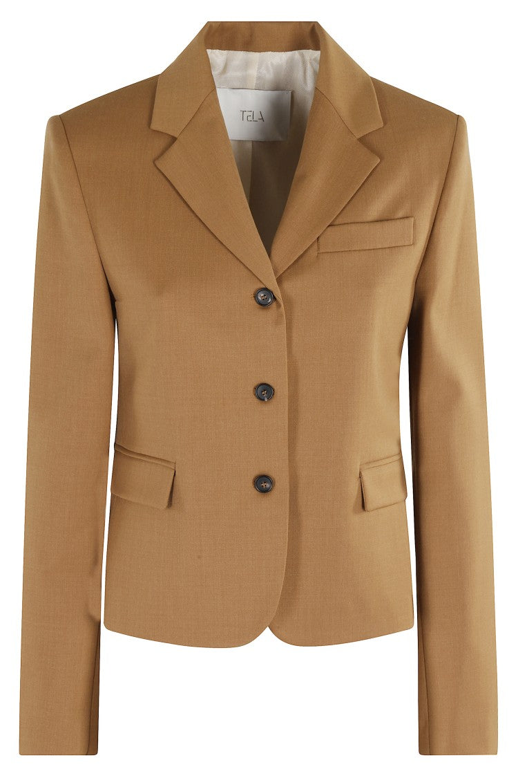 Tela Caramel Canvas Jacket With Classic Lapel