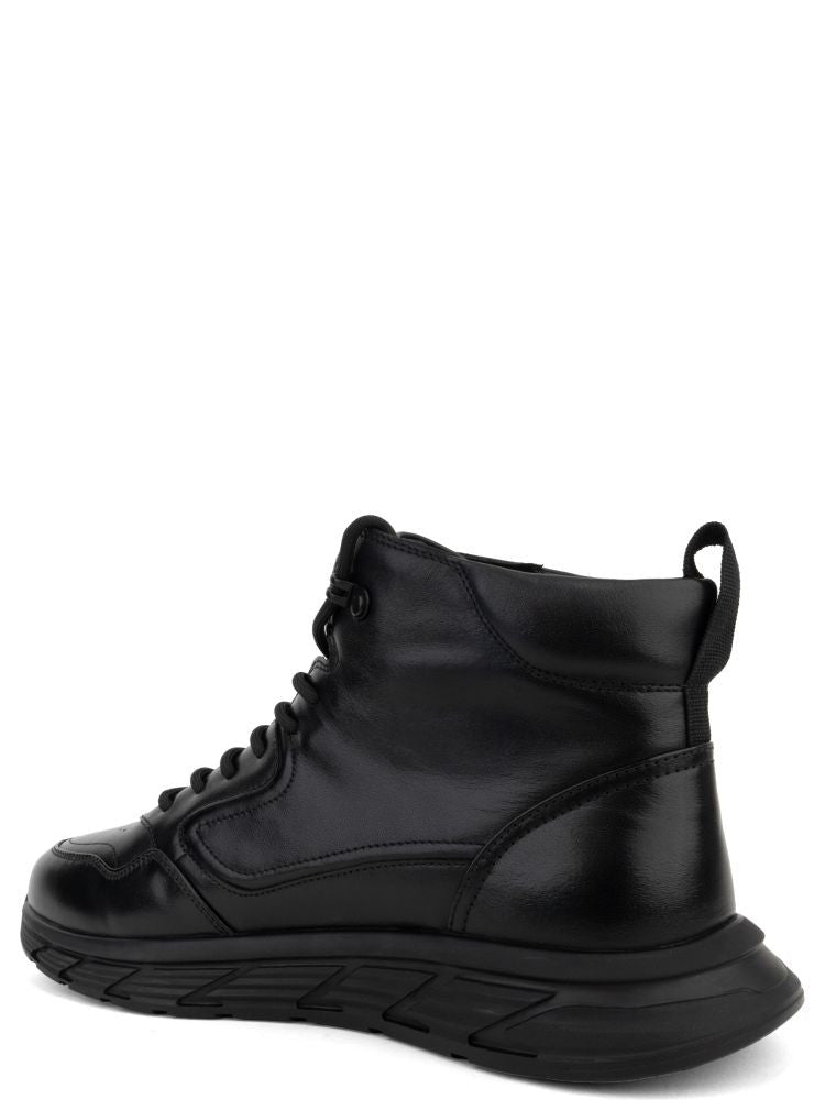 Sergio Moretti Black Smooth Leather Lace-Up Ankle Boots