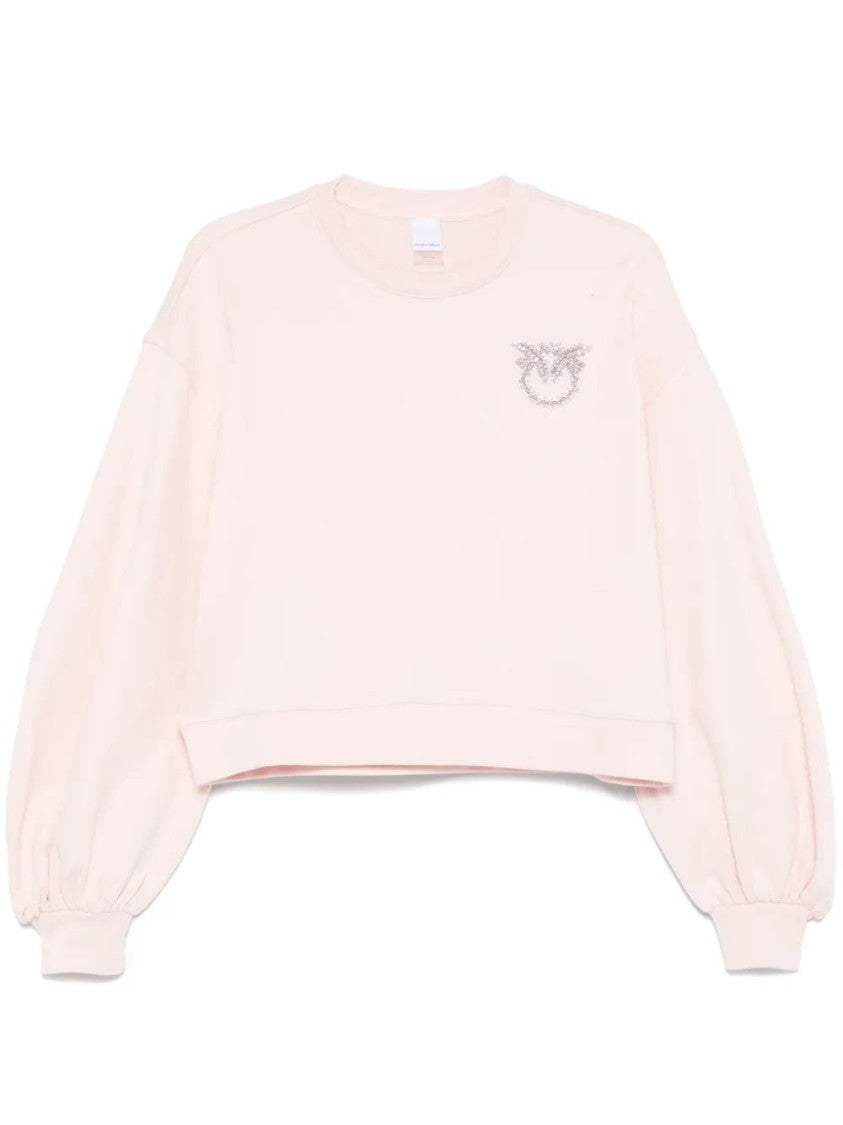 Pinko Cropped Pink Sweater With Volume Sleeves