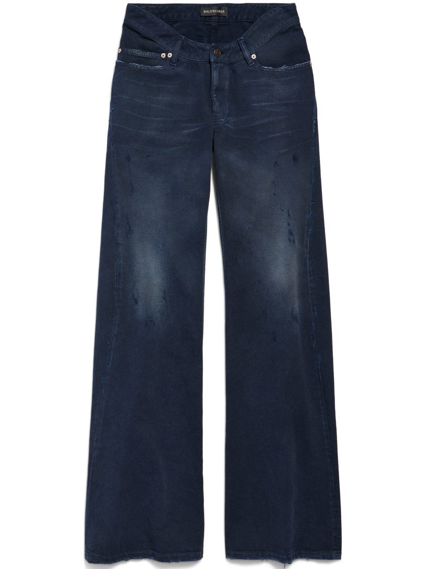 Balenciaga Indigo Indigo Curved Waist Wide-Leg Cotton Jeans