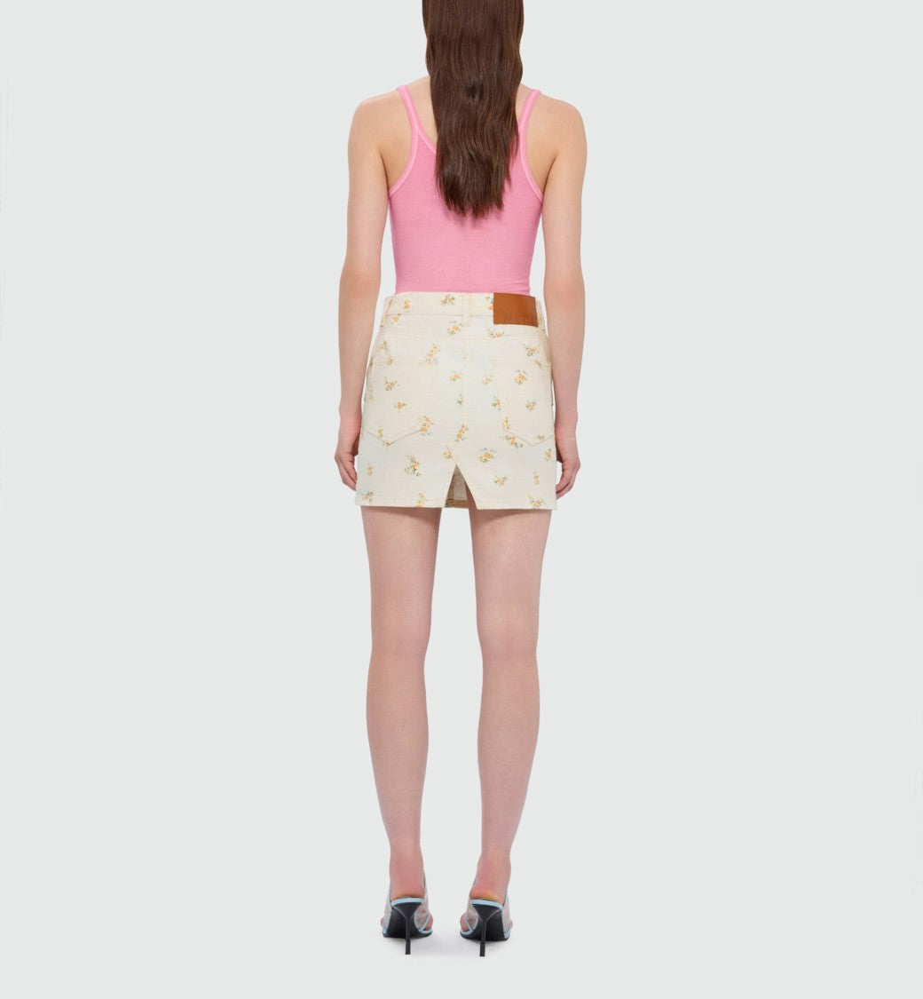 Msgm Beige Floral Print Mini Skirt