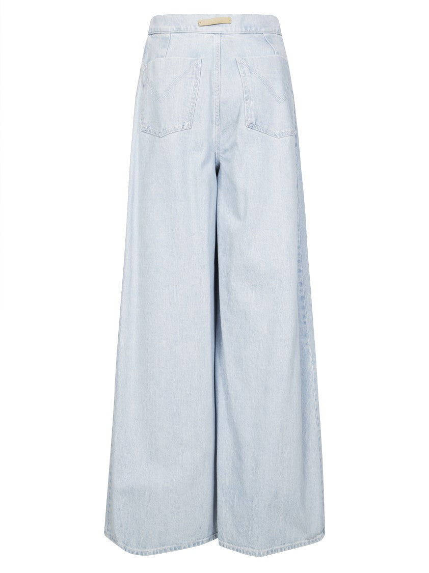 Max Mara Light Wash Denim Palazzo Jeans With High Waist