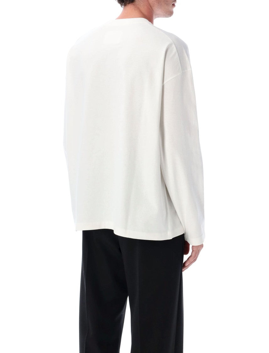 Jil Sander Porcelain Cotton T-Shirt With Tonal Logo Print