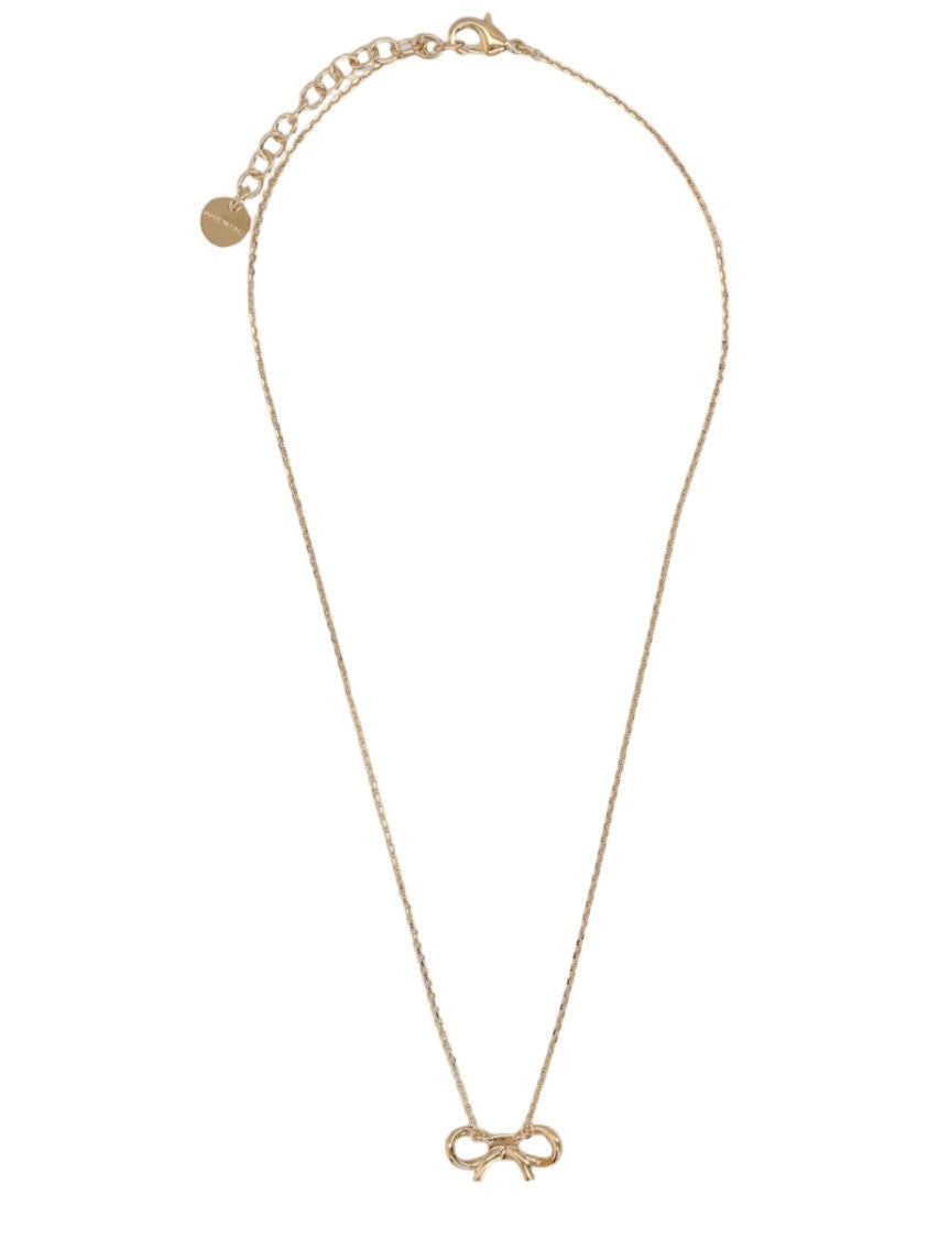 Ferragamo Gold Bow Heart Charm Brass Necklace