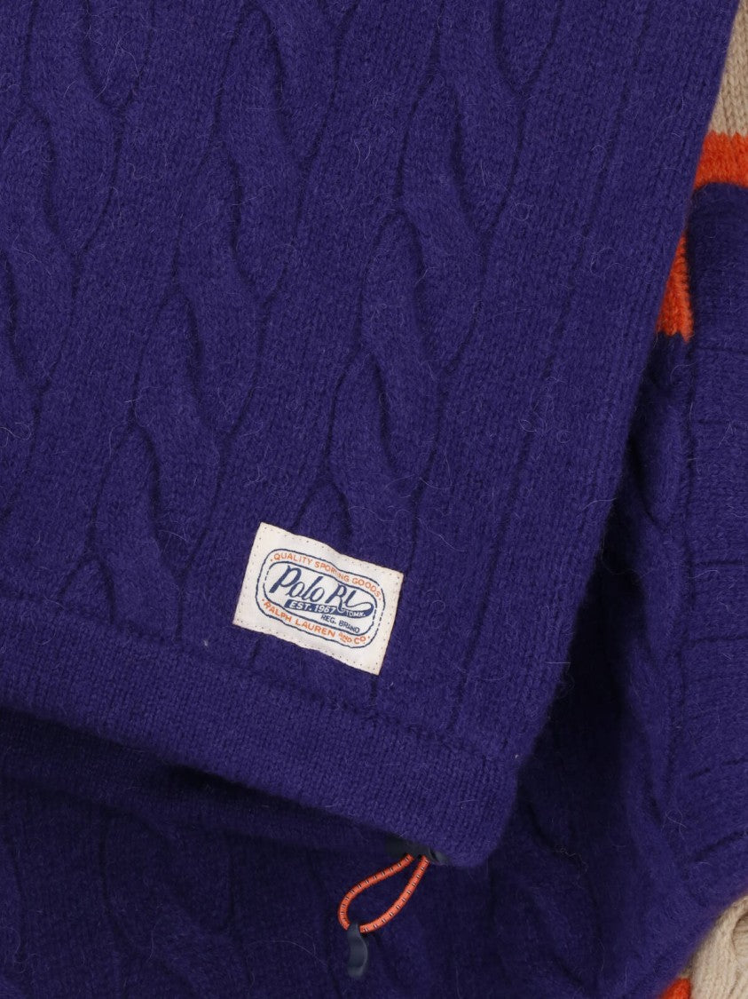 Polo Ralph Lauren Cable Knit Sweater With Classic Collar And Contrasting Stripes