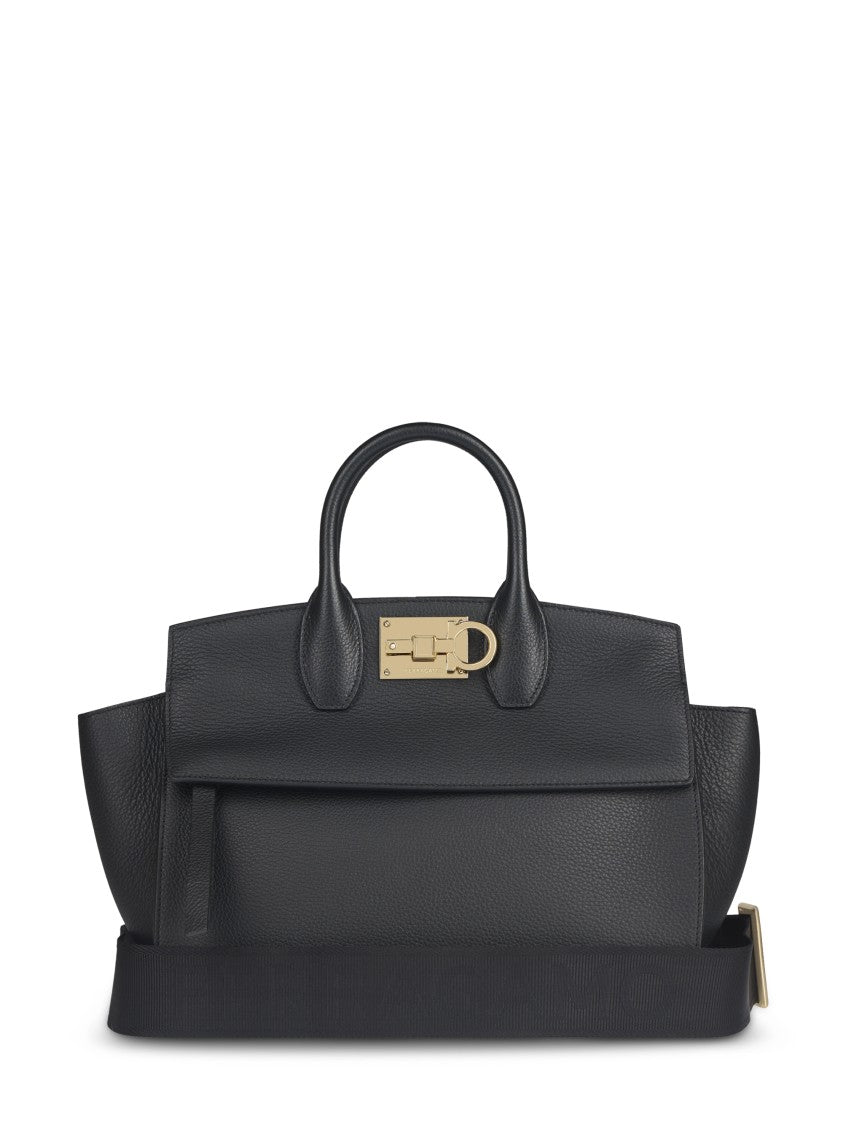 Ferragamo Structured Leather Bag With Front Flap