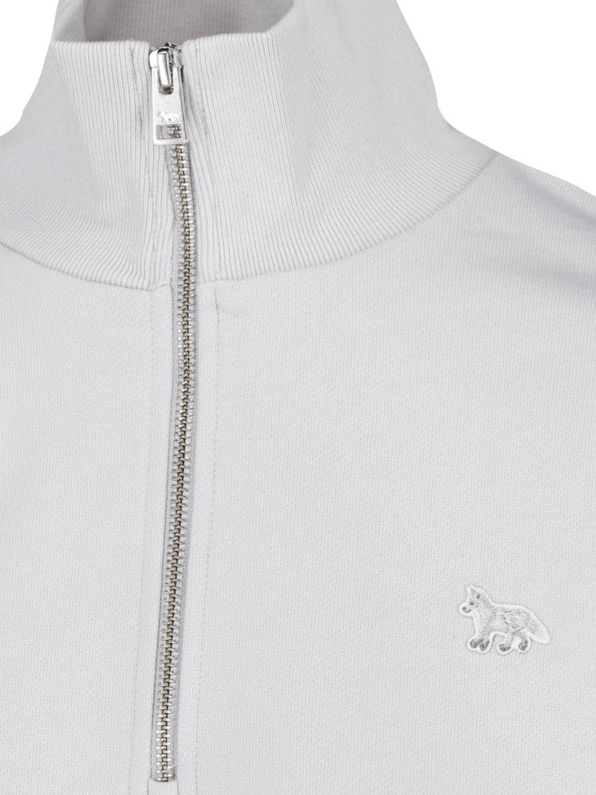 Maison Kitsuné Fox Cropped High Collar Zip Organic Cotton Sweatshirt