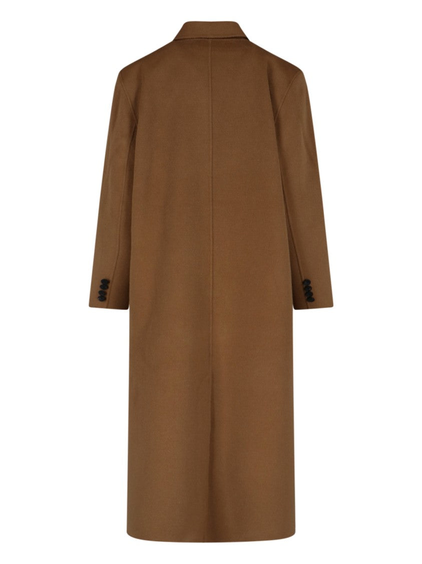 The Frankie Shop Double-Breasted Wool Blend Coat With Classic Lapel