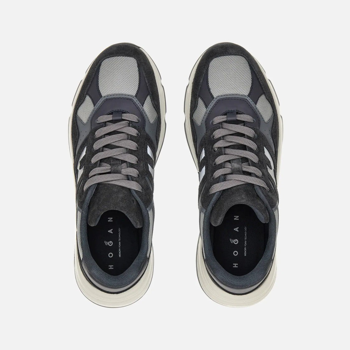 Hogan Sophisticated Lace-Up Sneakers With Calfskin Finish