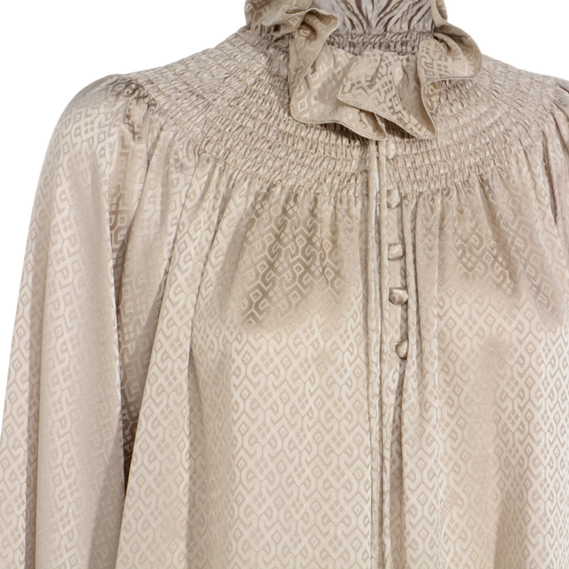 Burberry Ruffled Neckline Blouse With Puff Sleeves