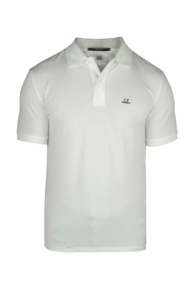 C.P. Company White Cotton Polo Shirt With Button-Down Collar