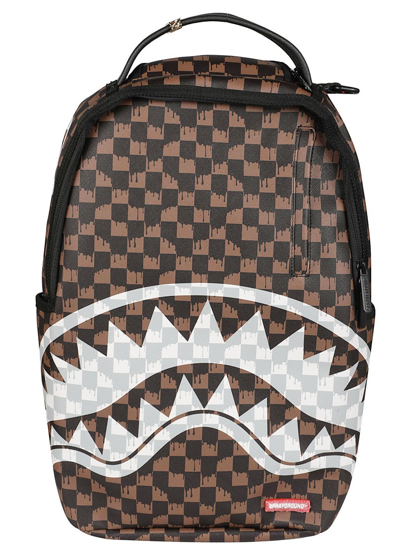 Sprayground Shark Graphic Pvc Backpack With Bold Checkered Design