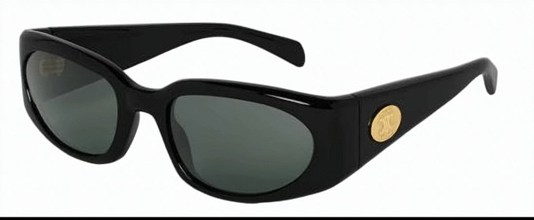 Celine Rectangular Black Acetate Sunglasses With Metallic Accents