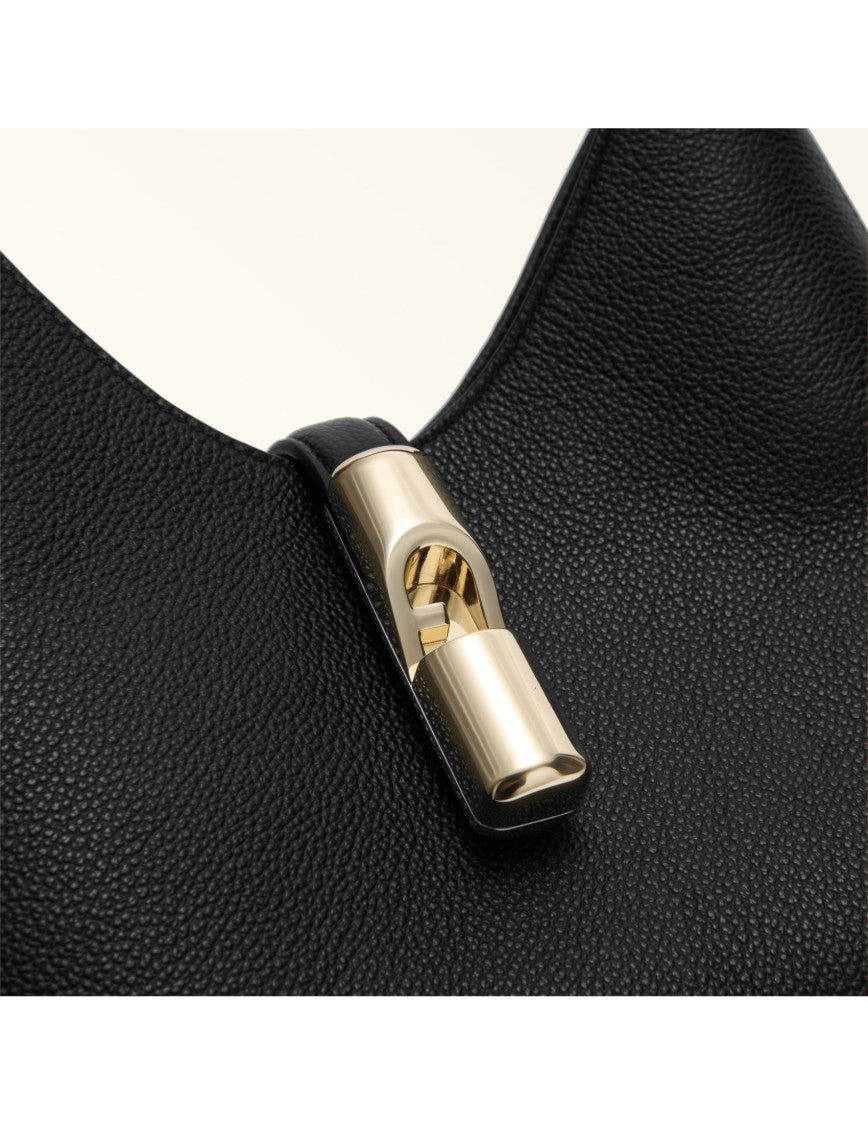 Furla Goccia S Leather Hobo Bag, Black