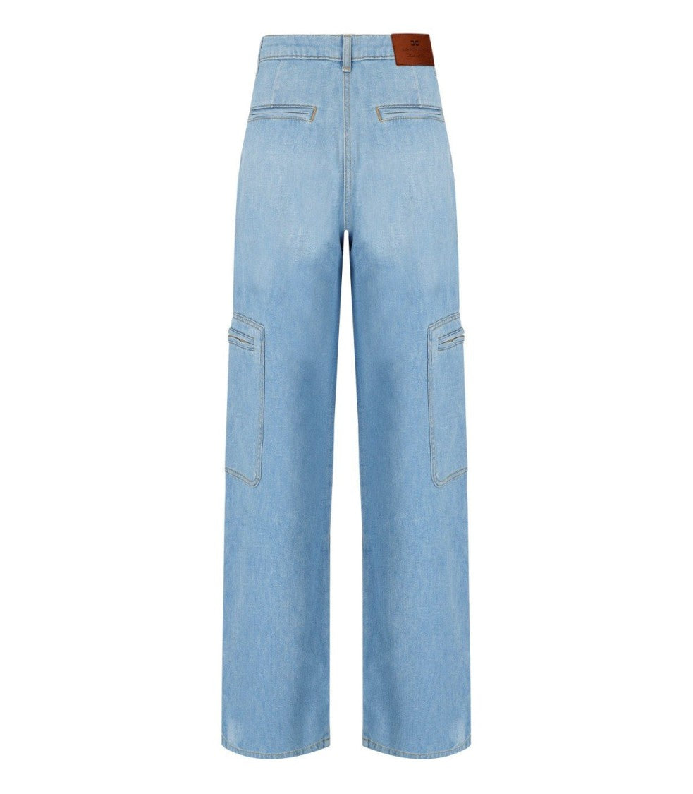 Elisabetta Franchi Light Blue Cargo Jeans