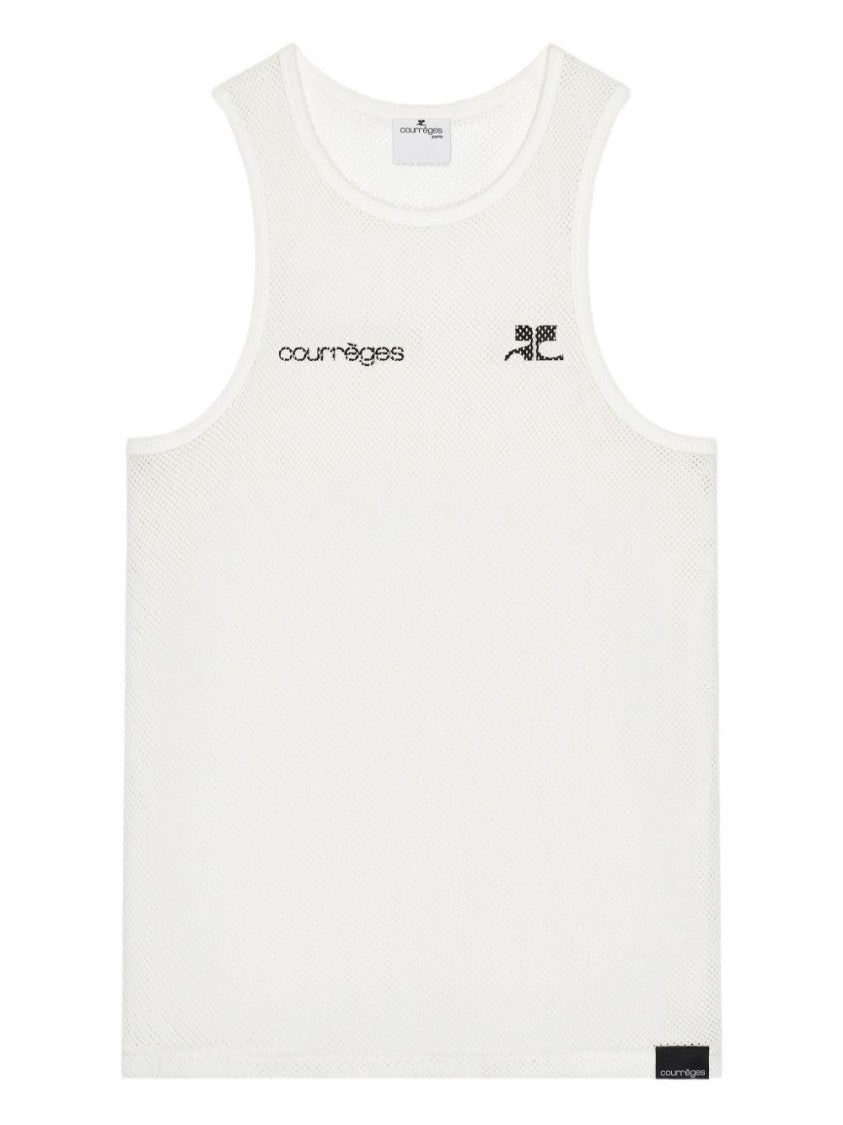 Courrèges Breathable Sleeveless Mesh Logo Tank