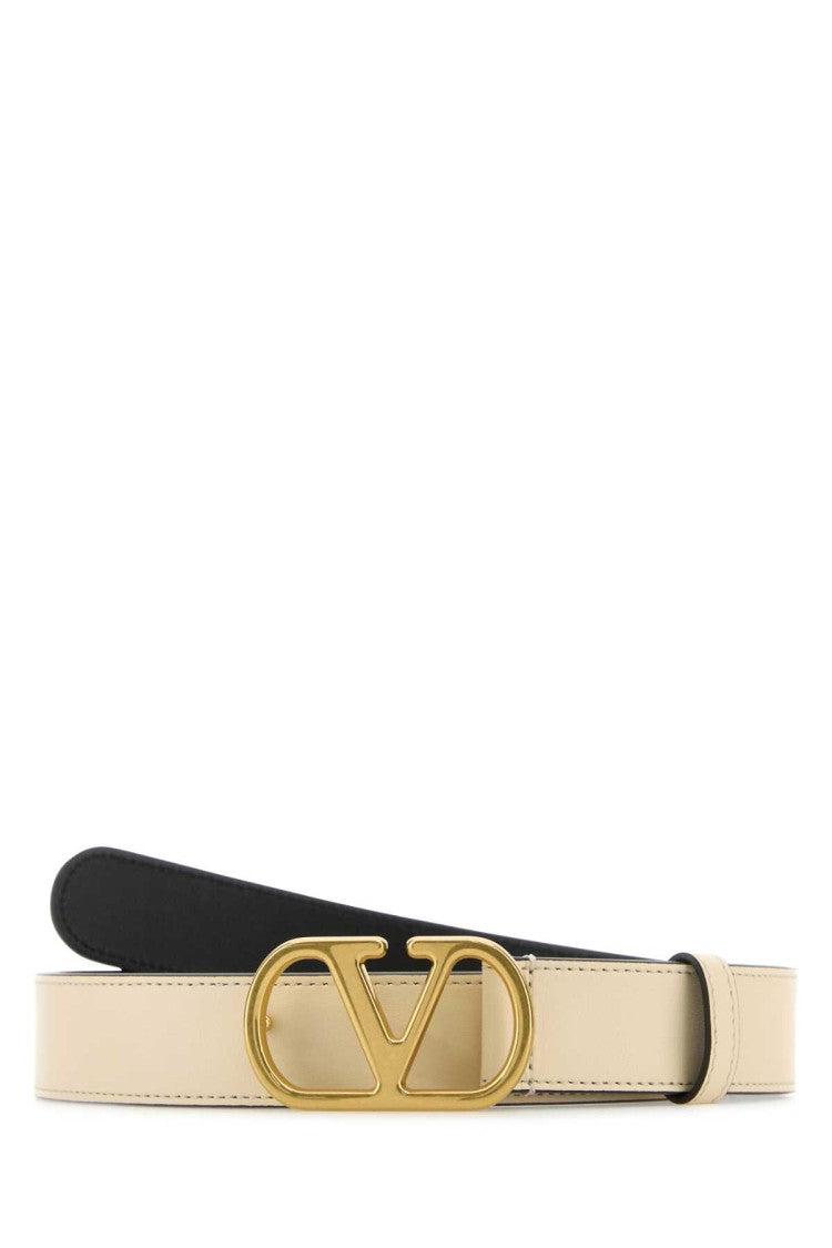 Valentino Garavani Ivory Leather Vlogo Belt
