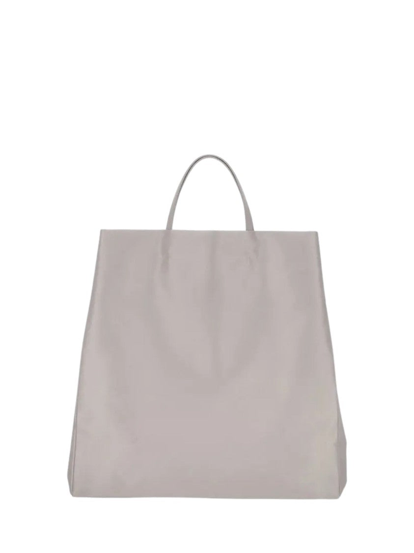 Carven Gray Matte Satin Leather Handles Tote Bag