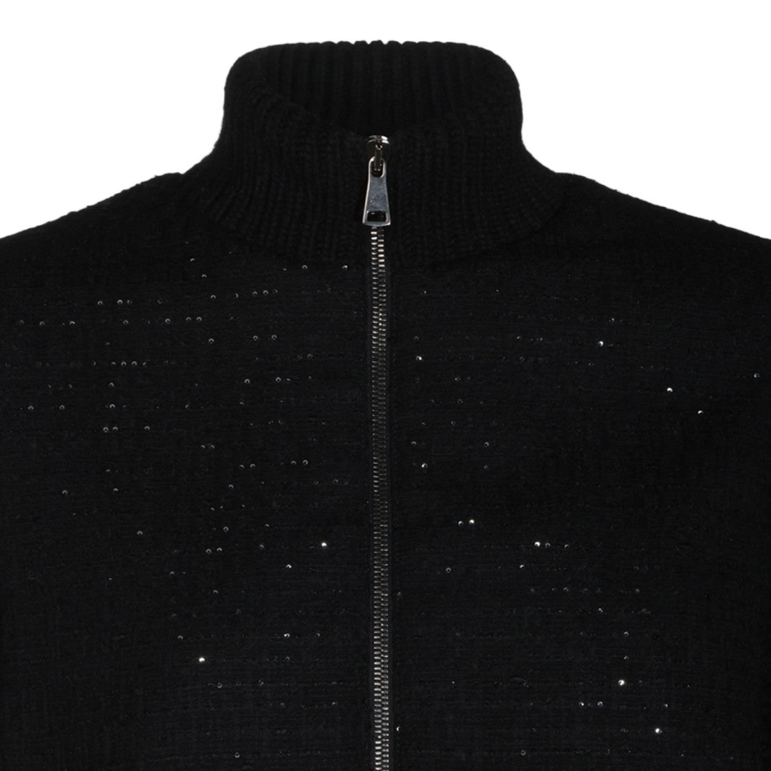 Fabiana Filippi Textured Ribbed High-Collar Knit Jacket