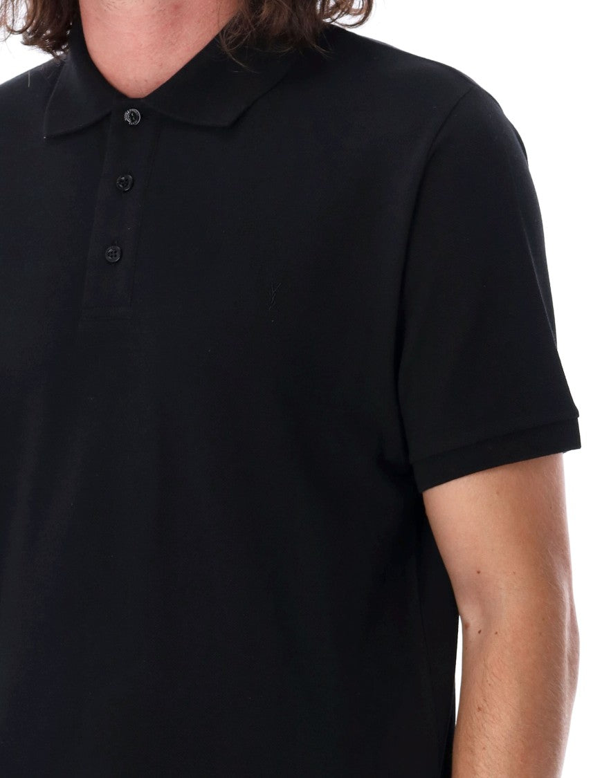 Saint Laurent Black Piquet Polo