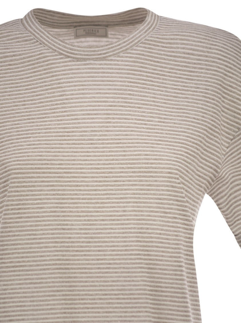 Peserico Striped Linen-Cotton Blend T-Shirt