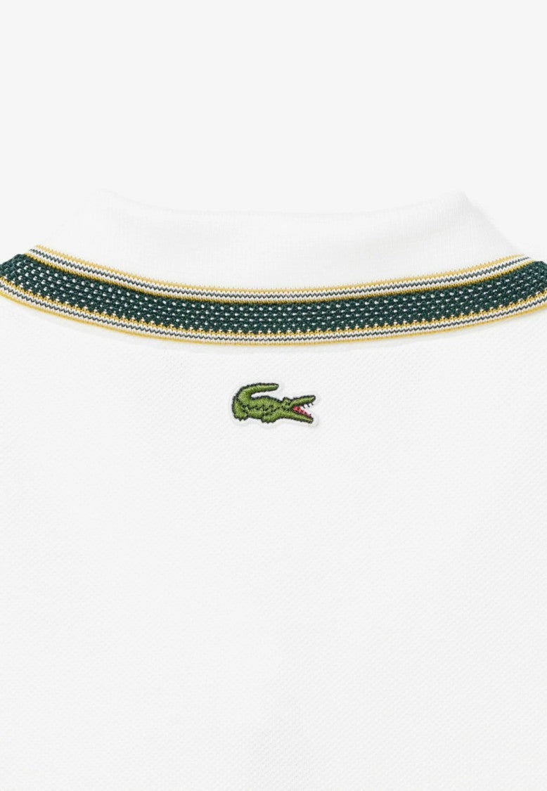Lacoste White Classic Fit Emblem Structured Collar Polo Shirt