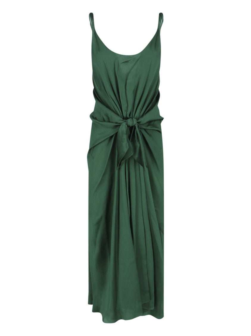 J. W. Anderson Deep Green Silk Adjustable Knot Dress