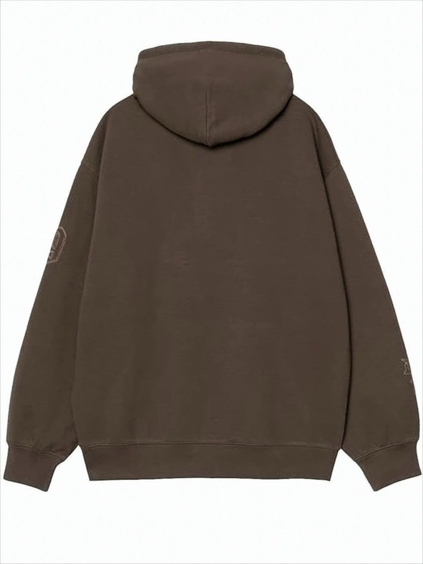 Carhartt Wip Brown Cotton Hoodie With Vintage-Inspired Graphics