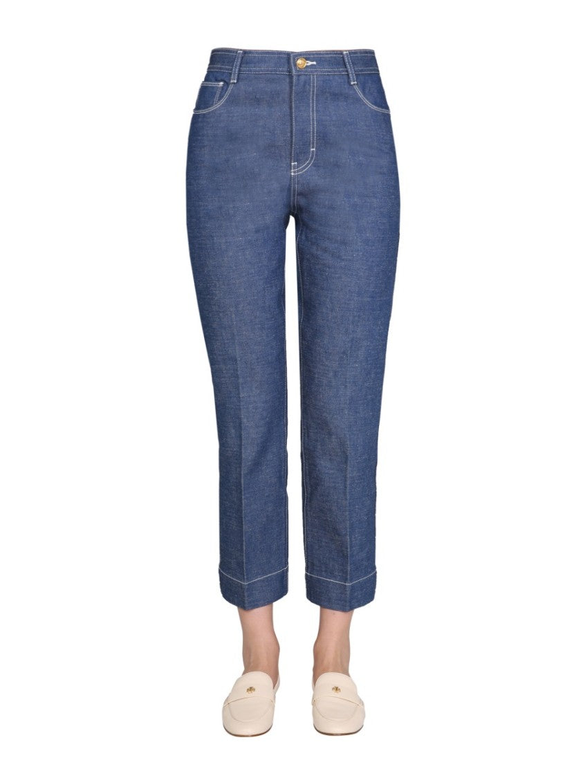 Tory Burch Cropped Wide-Leg Jeans