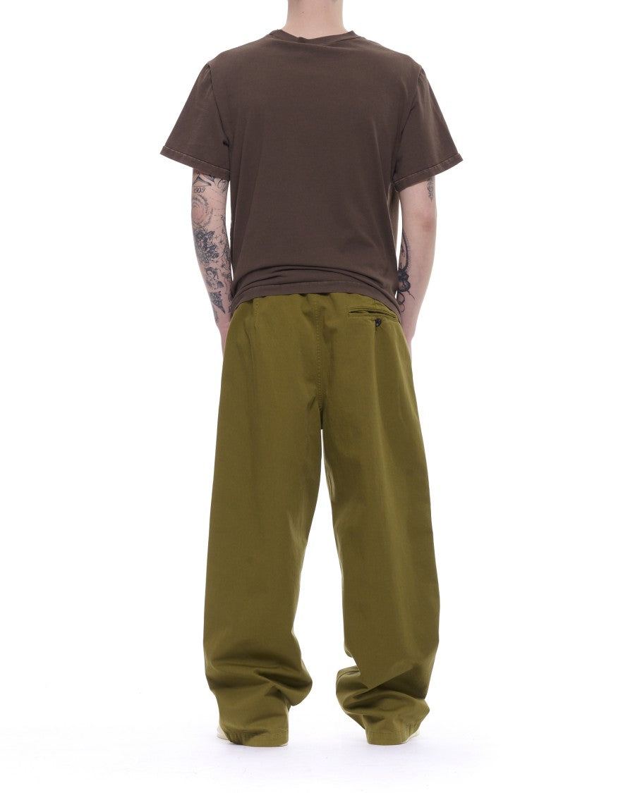 Cellar Door Olive Green Sasha Oversized Cotton Trousers