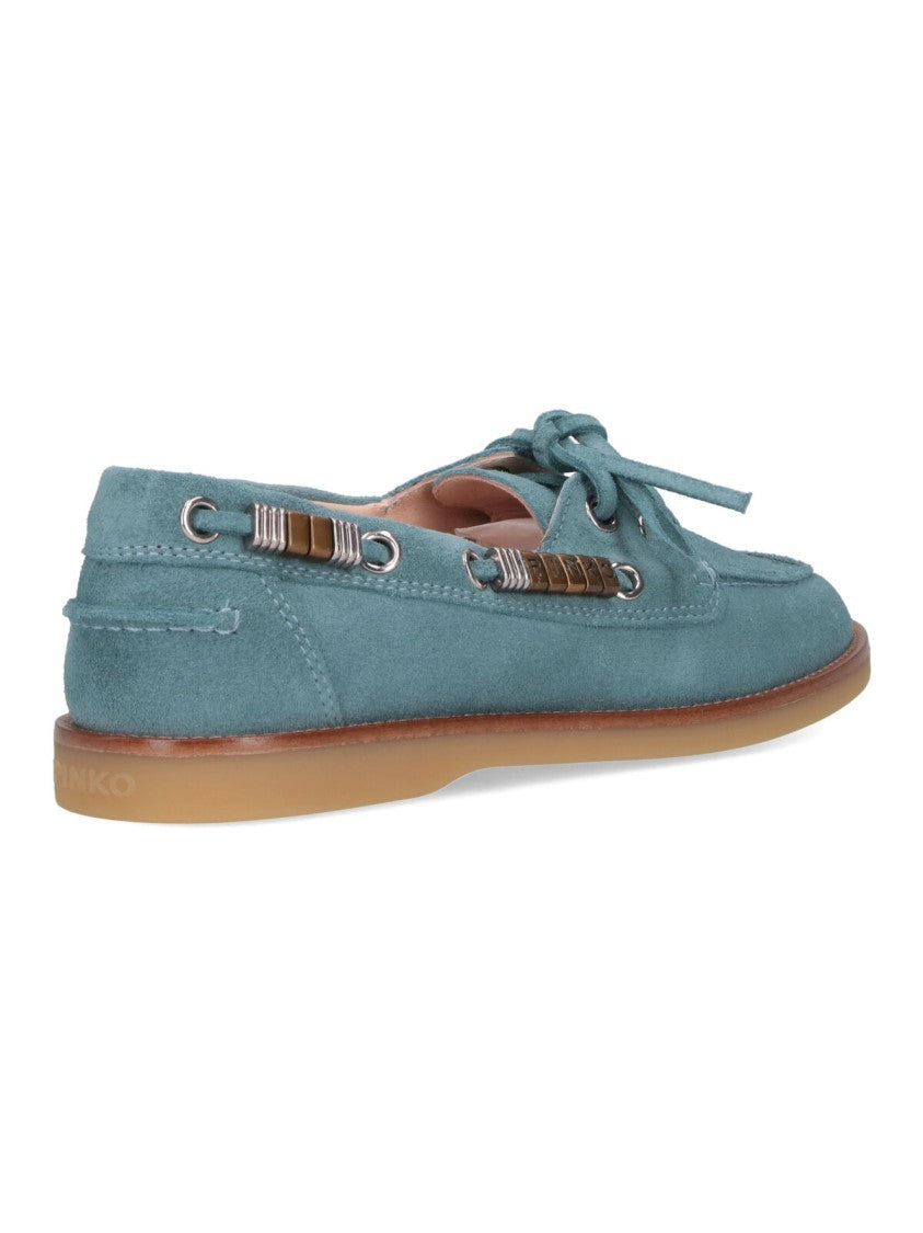 Pinko Blue Grace Suede Moccasin Shoes