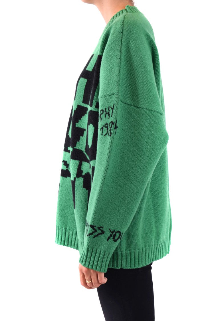 Philosophy Di Lorenzo Serafini Oversized Wool Sweater With Graphic Design