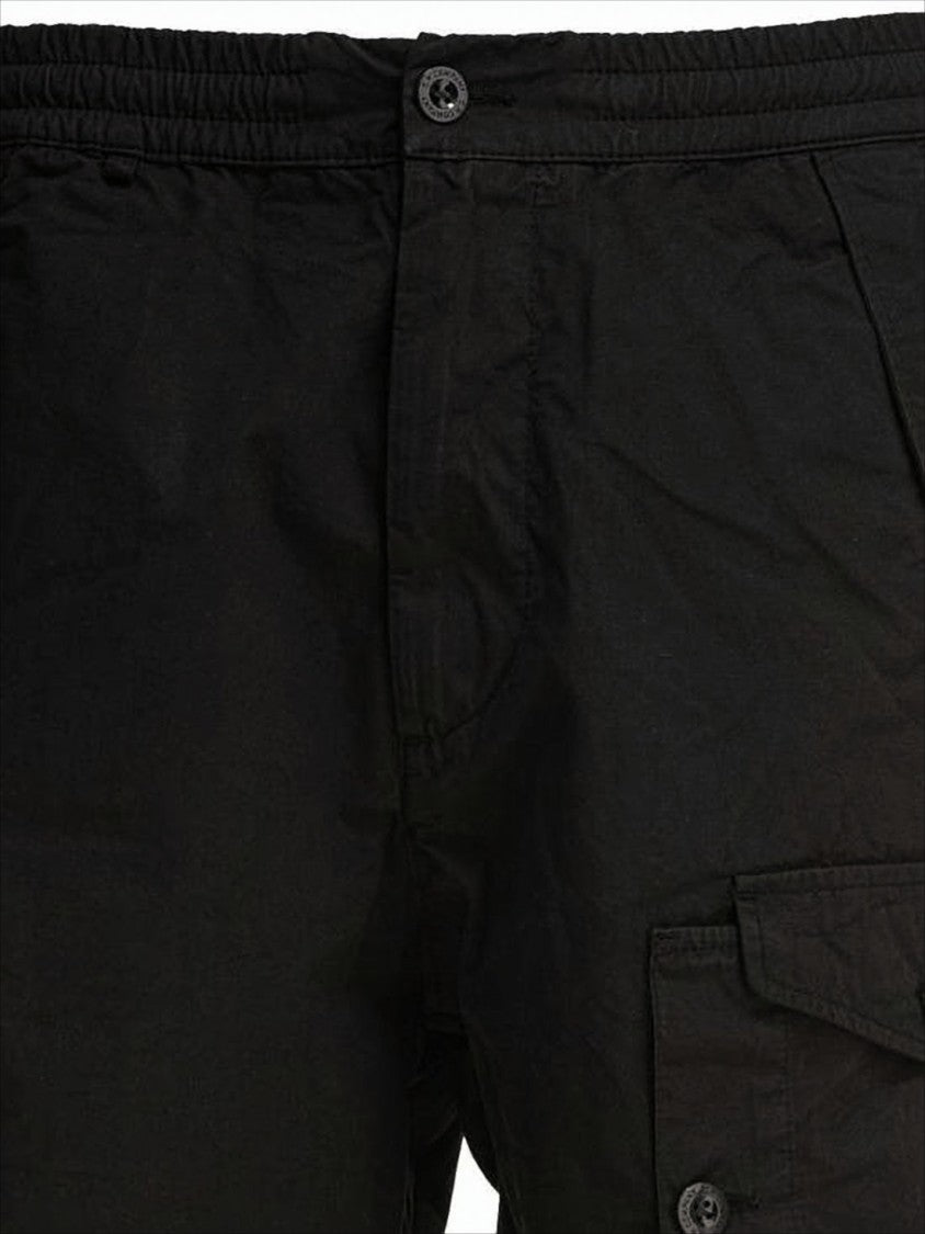C.P. Company Relaxed Fit Black Shorts With Button Closure