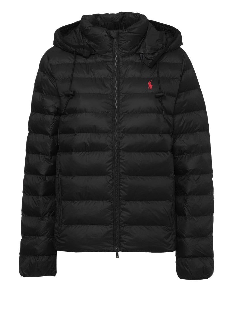 Polo Ralph Lauren Black High Neck Quilted Removable Hood Down Jacket