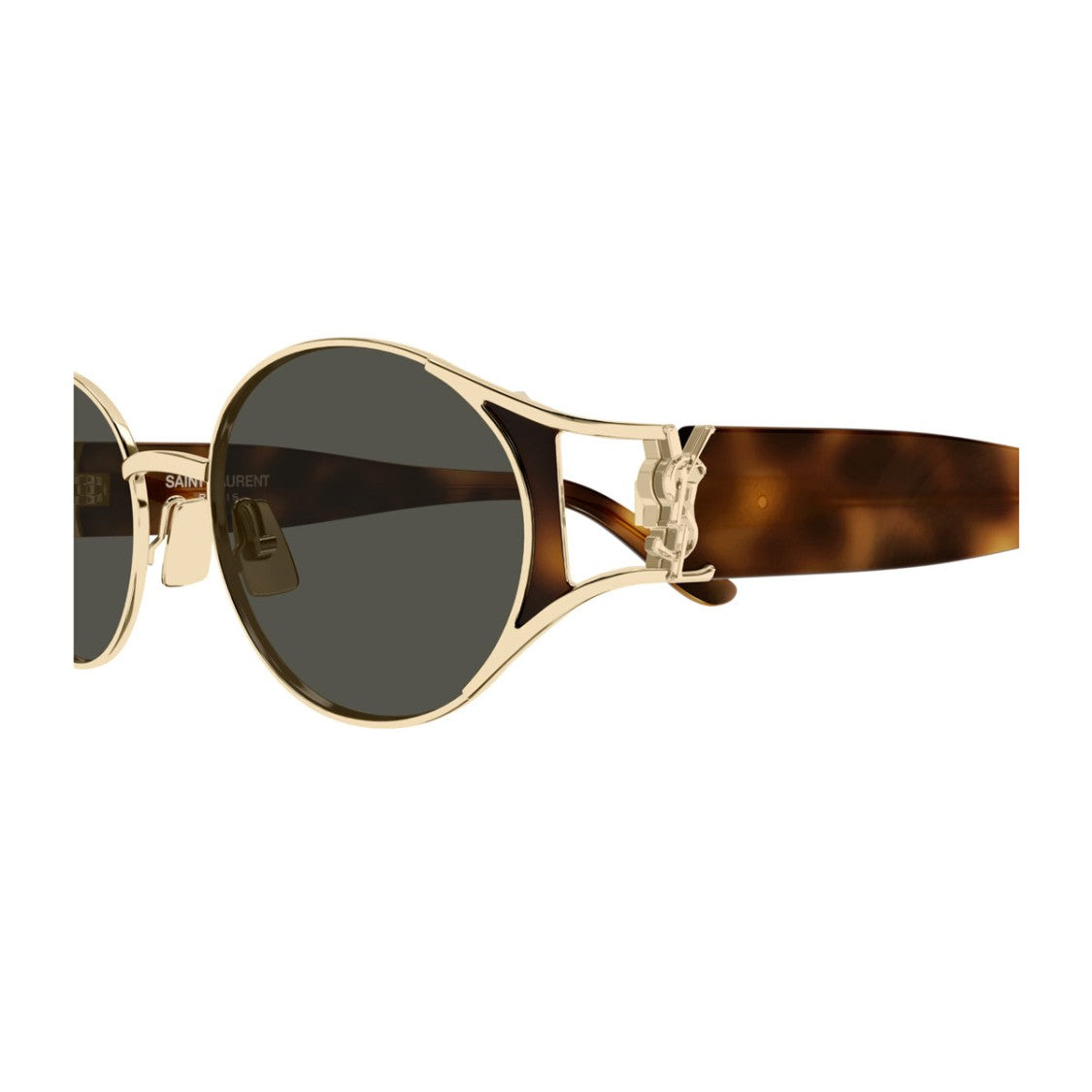 Saint Laurent Gold Havana Linea Monogram Sl M919 Oval Sunglasses