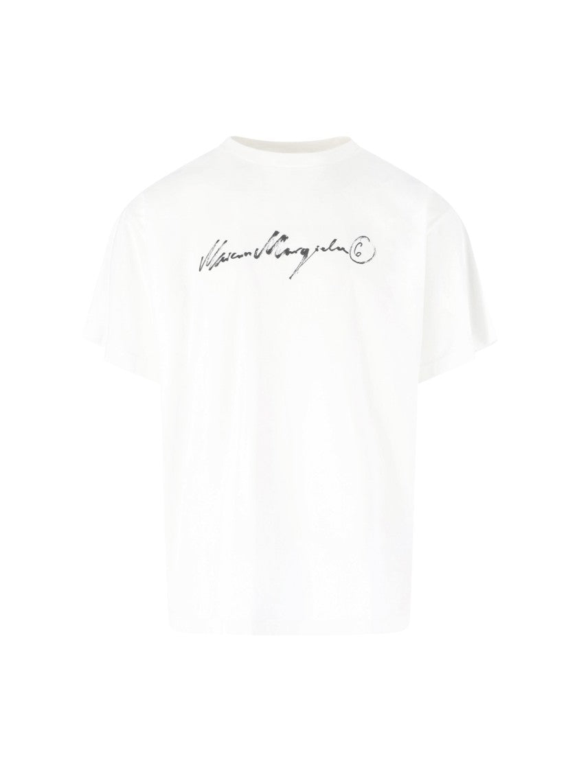Mm6 By Maison Margiela White Cotton Logo T-Shirt
