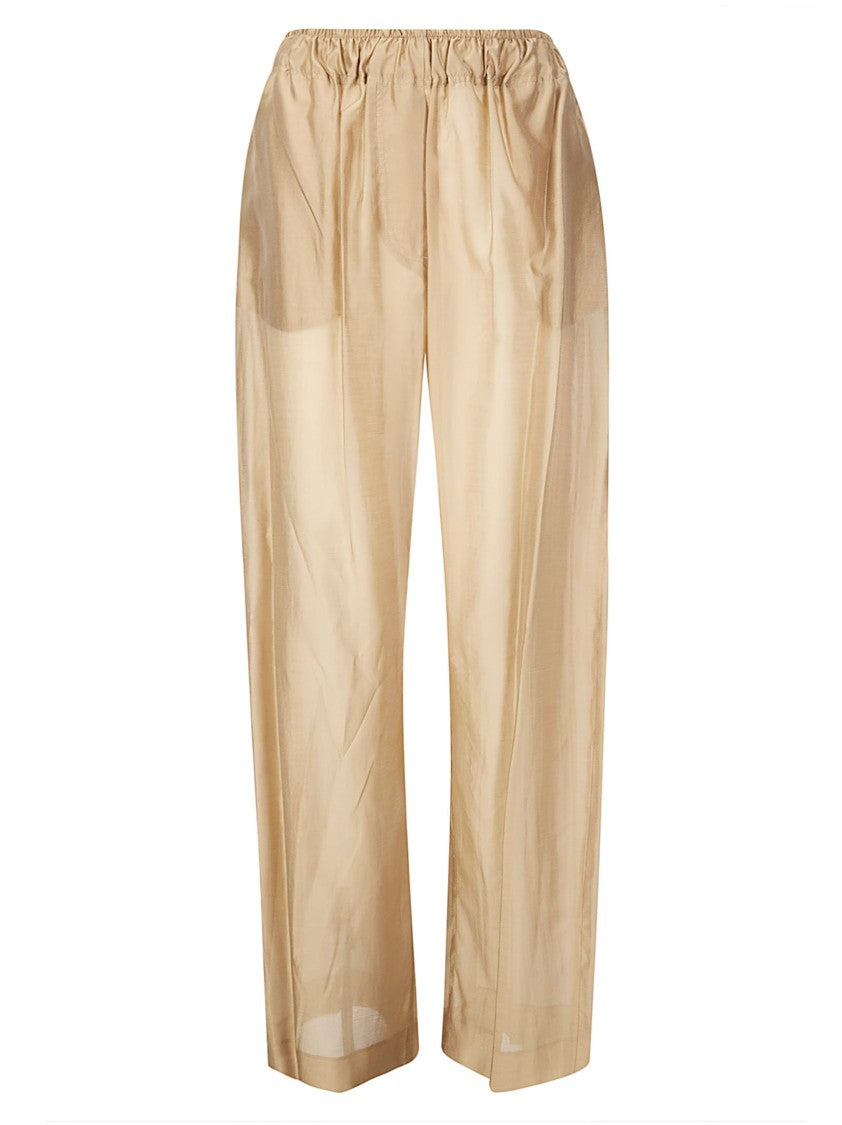 The Latest Beige Dora Lightweight Muslin Wide-Leg Trousers
