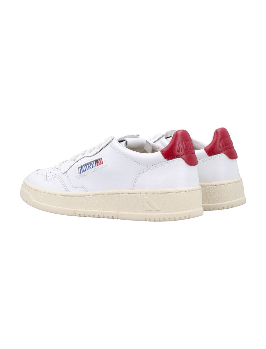 Autry Smooth White Leather Low-Top Sneakers With Perforated Toe Detail