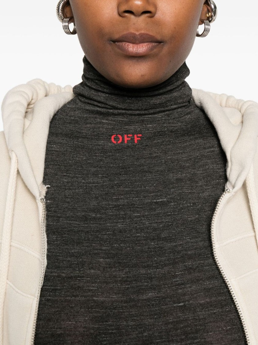 Off-White Fitted Long-Sleeve Turtleneck Sweater In Red