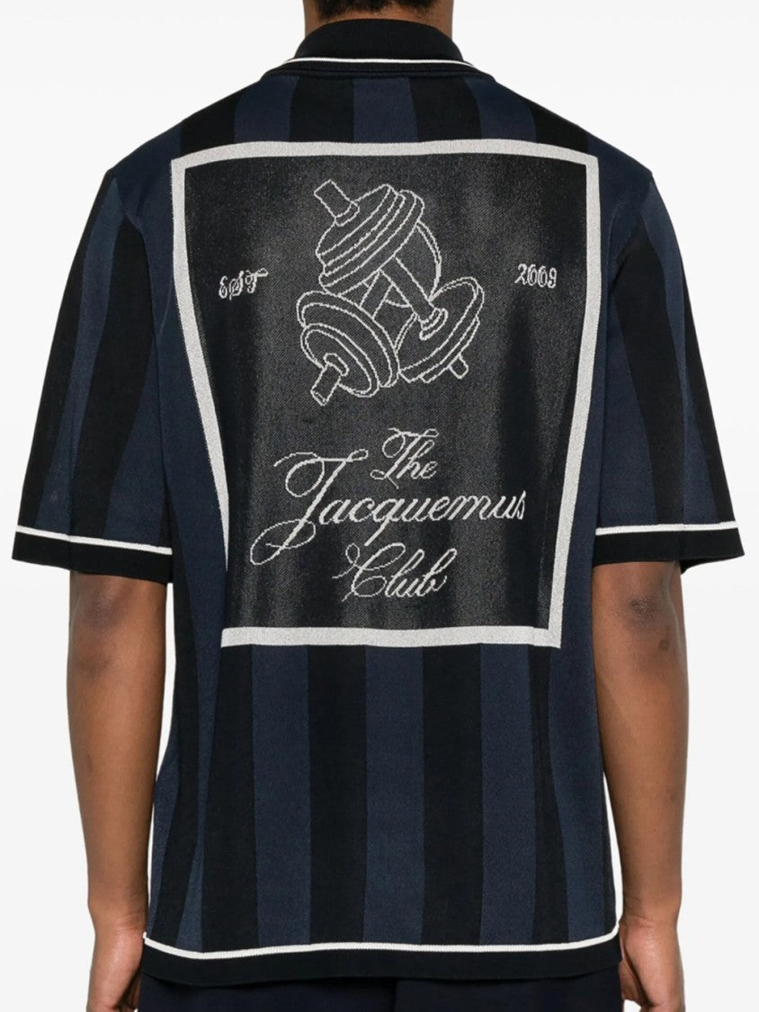 Jacquemus Vertical Striped Polo Shirt With Classic Collar And Sporty Embroidery