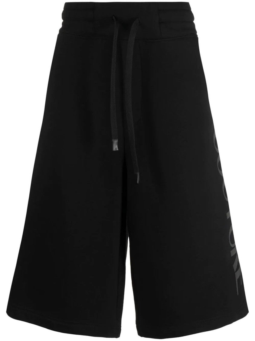 Versace Jeans Couture Mid-Length Black Bermuda Shorts With Drawstring Waistband