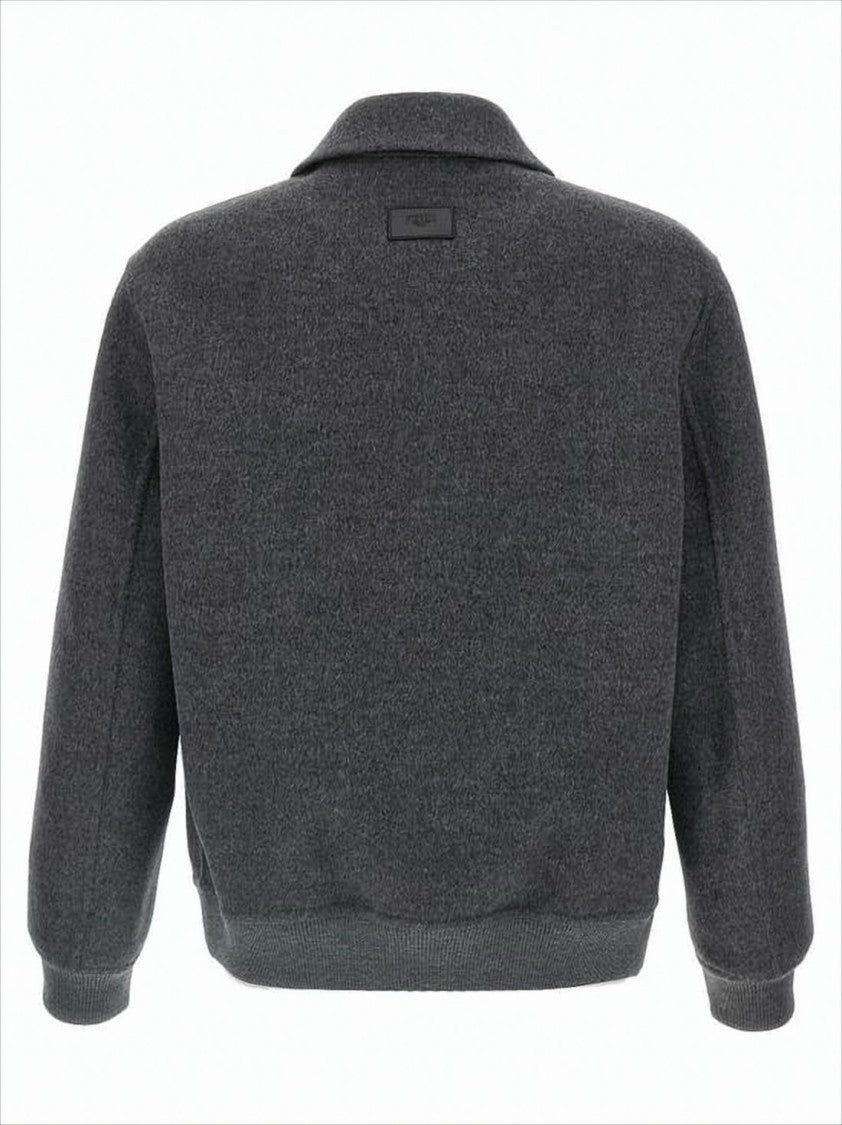 Fendi Dark Grey Fleece Wool Jacket