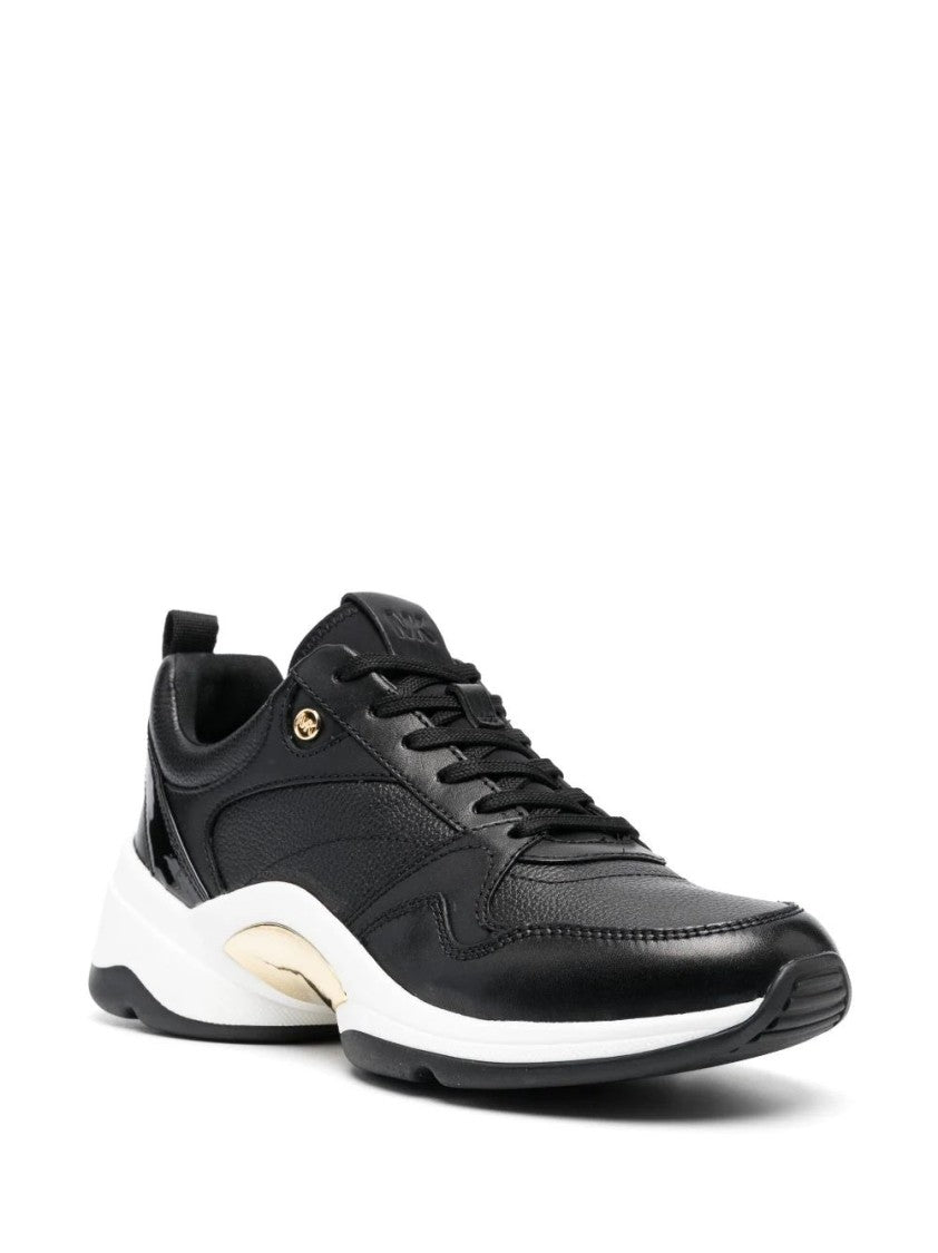 Michael Kors Orion Black Leather Trainers With Textured Finish